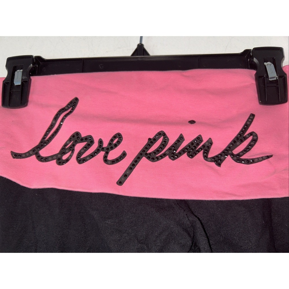 Victoria's Secret PINK Yoga Pants Black Pink Rhinestone Love Pink Flare Small